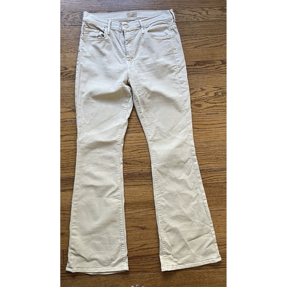 Mother The Weekender Jeans Womens 31 Flare Chalk It Up Marzipan Wash Made In USA